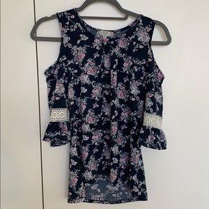 Girls floral cold shoulder top